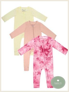 Footless Baby Pajamas 3 Pack Girls Boys 2 Way Zipper Long Sleeve Sleeper